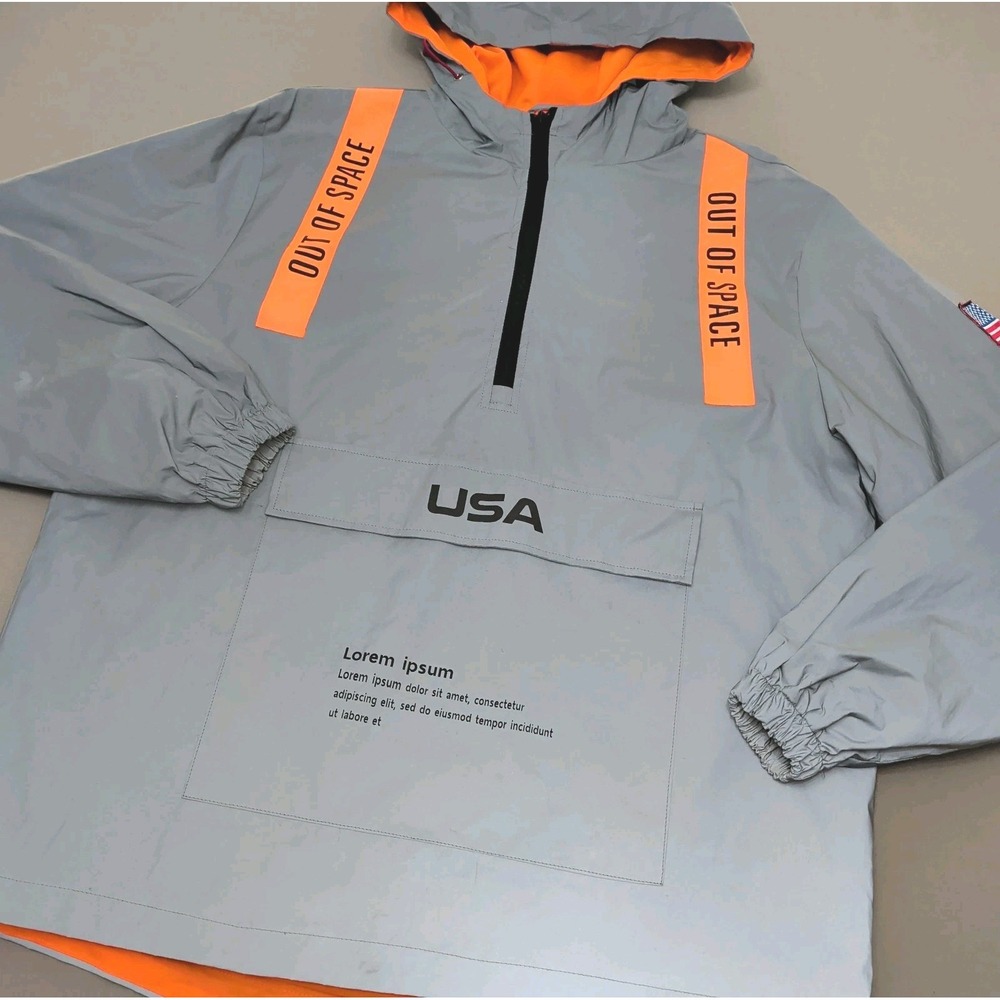 Bleecker & Mercer Sz M Out Of Space Suit Astronaut Jacket Reflective Windbreaker